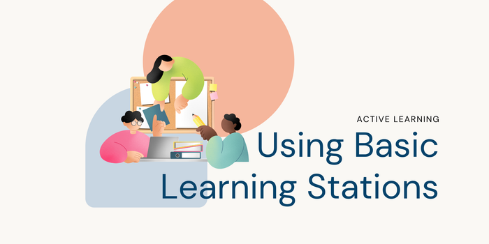 A group of nursing students working on active learning stations