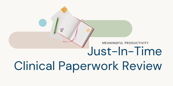 A notebook used for clinical paperwork review